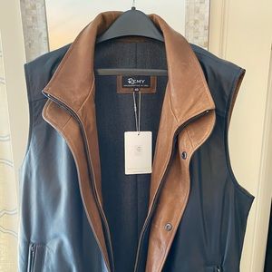 Remy Harbor Blue Lamb Skin Leather Vest size 40